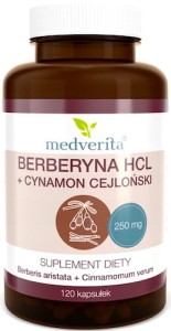 Medverita Berberyna HCL + Cynamon cejloński 250/100mg 120kaps - suplement diety Berberys