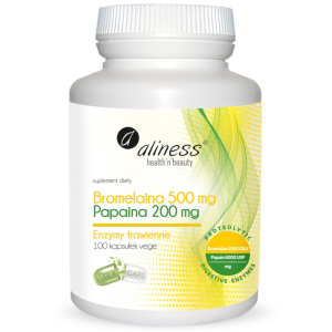 Trawienie Enzymy Trawienne Aliness Bromelaina 500mg, Papaina 200 mg 100vkaps