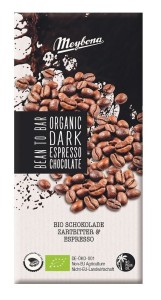 Czekolada gorzka z kruszonymi ziarnami kawy espresso bio 100 g MEYBONA